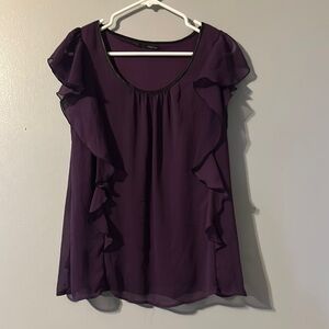Maurices Deep Purple Ruffle Blouse Size Med